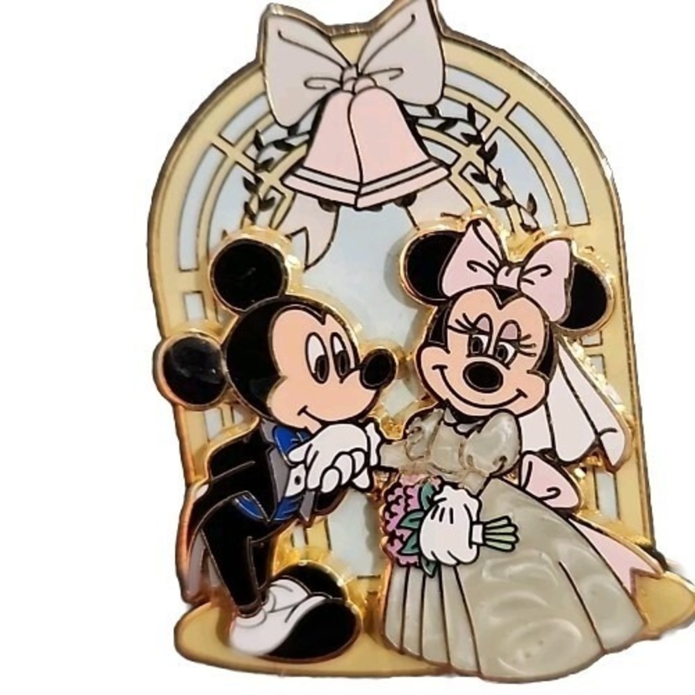 Disney Pin 47557 Mickey Minnie Mouse Wedding Bride Groom Marriage Bells Rare